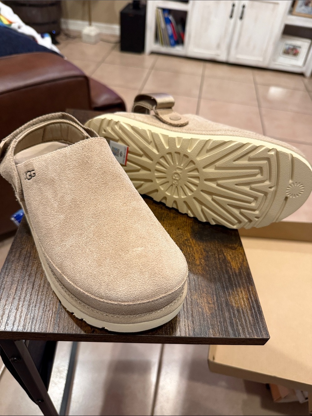 UGG Sand Suede Slip-On Clogs with Back Strap